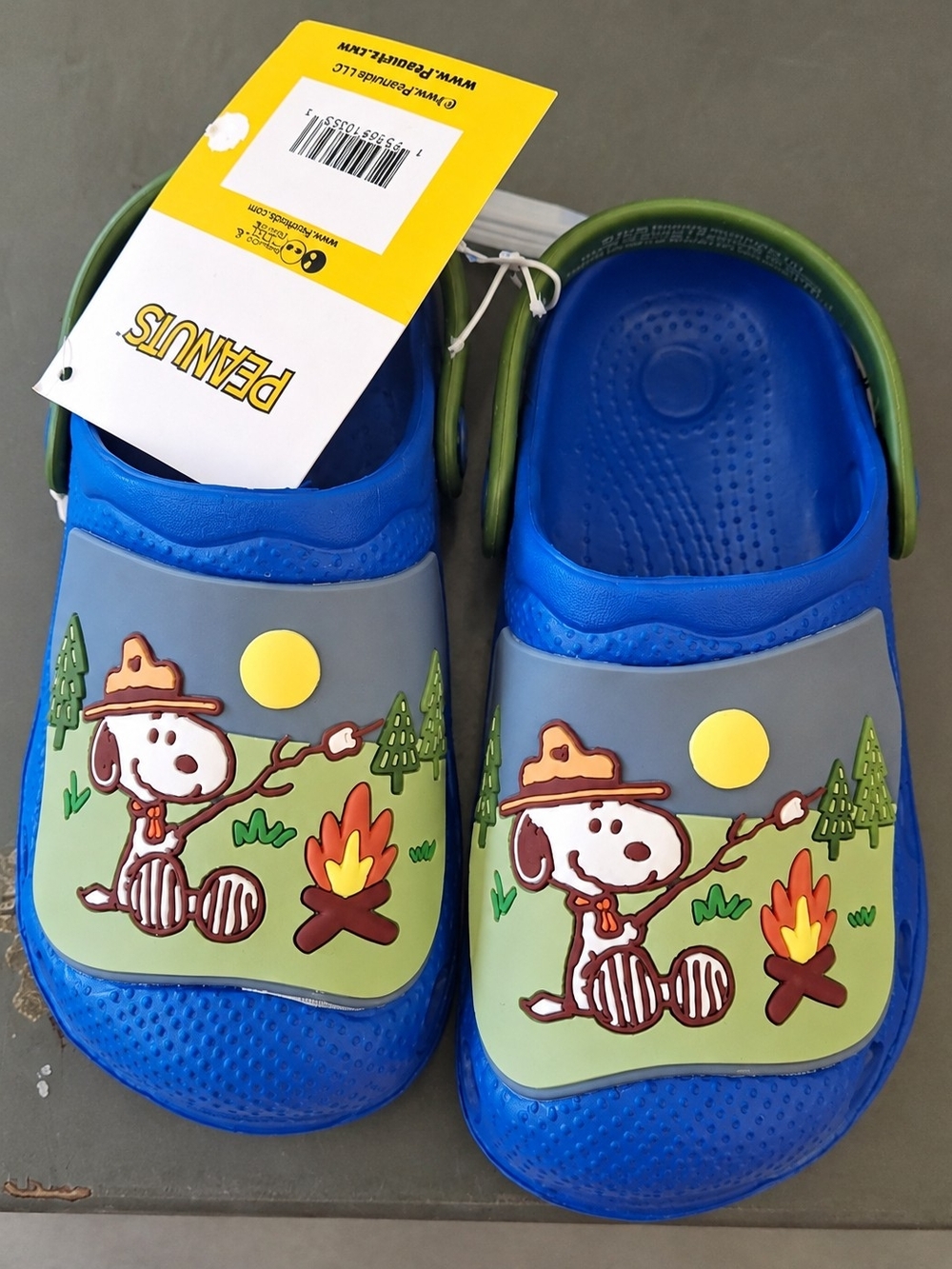 Peanuts Kids Blue Sandal Clogs with Camp Snoopy Patch